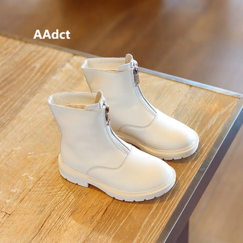 Beige low-cut AAdct/сапоги для девочек; новые детские высокие сапоги для девочек; брендовая зимняя хлопковая детская обувь принцессы - Цвет: Beige low-cut