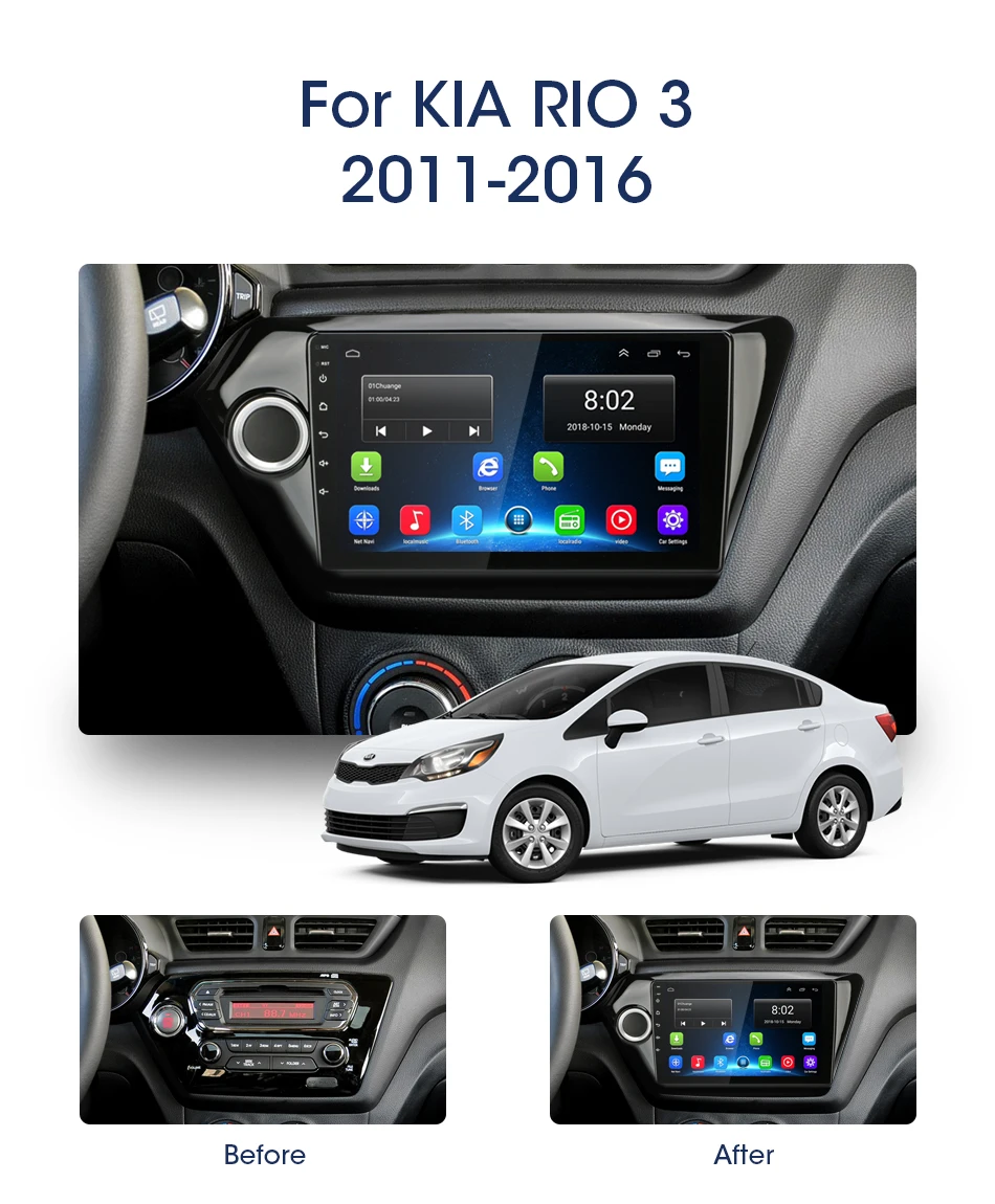 Jansite " автомобильное радио для KIA RIO 3 2011- RDS DSP Android 8,1 сенсорный экран gps навигация Вай-Фай Авторадио Видео с рамкой R9