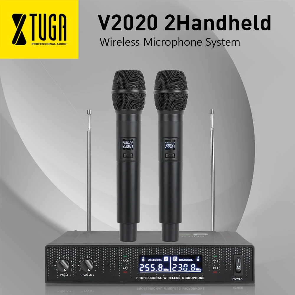 XTUGA V2020 Беспроводная микрофонная система с портативным микрофоном двухсторонний канал дизайн анти-помехи для свадьбы, Конференции