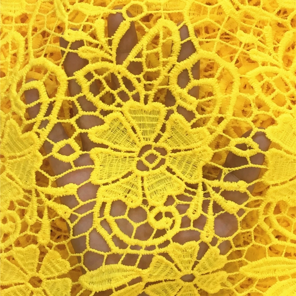 Африканское кружево Анна желтого цвета Водорастворимая Ткань