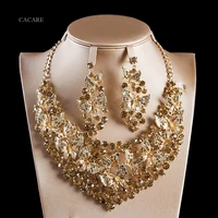 vintage dubai gold jewelry sets women big necklace earring set indian jewellery f1089 rhinestone party jewels 2 colors cacare