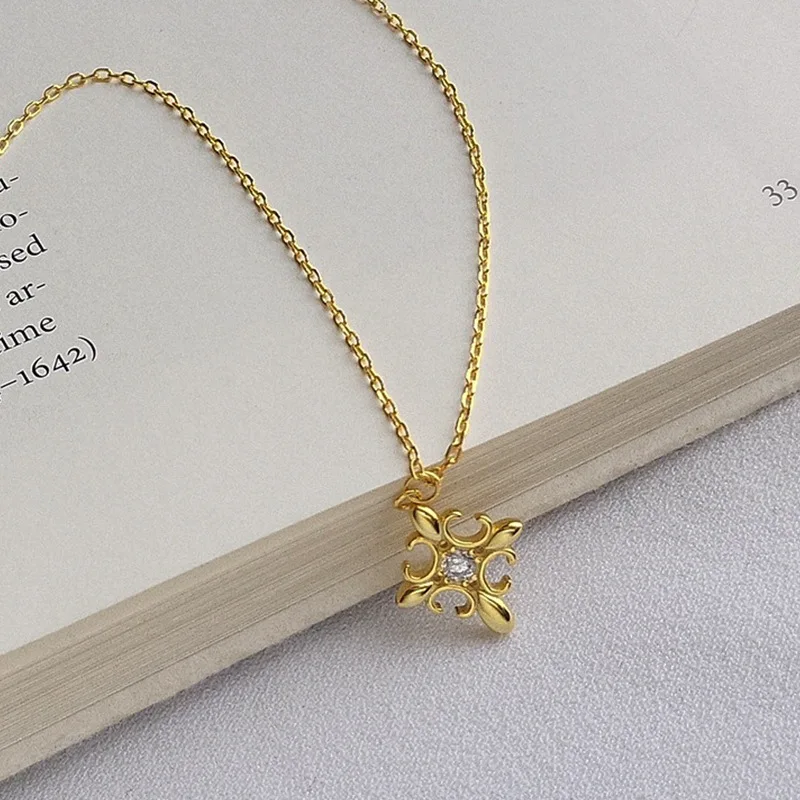 Очаровательное ожерелье с крестом 100% стерлингового серебра 925 пробы Золотая