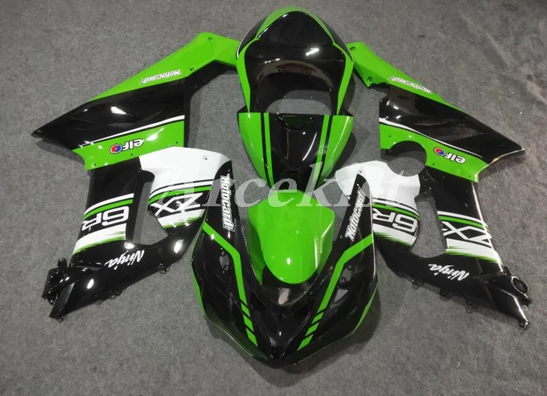 

4Gifts New ABS Full bike fairing kit Fit for Kawasaki ZX6R 2005 2006 ZX-6R 05 06 Ninja 636 fairings Custom Black Green
