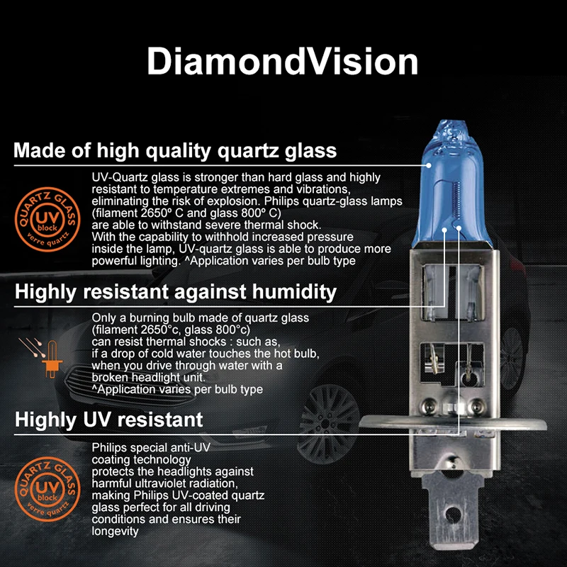 Philips h1 галогенный 55 Вт 12 В Diamond Vision 5000K Ultimate белый светильник Авто Лампа H1 головной