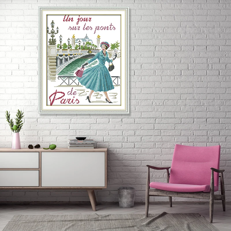 Синяя юбка для девочек вышивка крестиком Dmc китайский Набор вышивки распродажа