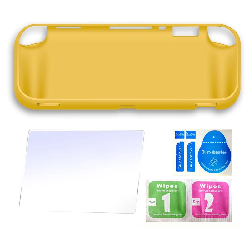 Yellow Мягкий защитный чехол из ТПУ, чехол для переключателя NAND Lite со слотом для карт, закаленное стекло для Ns Switch Mini, против падения, набор для царапин - Цвет: Yellow