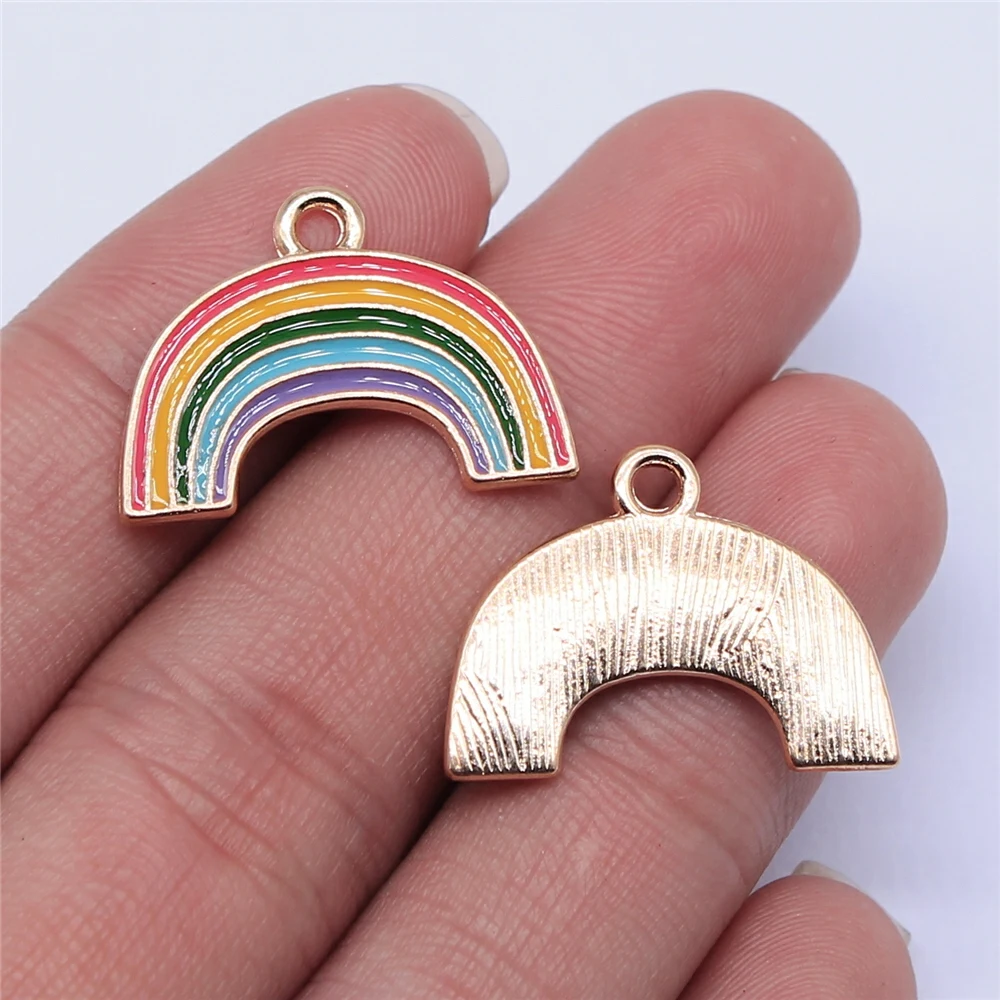 

10pcs 24x18mm KC Gold Color Rainbow Charms Pendant For Jewelry Making Earring Making Accessories