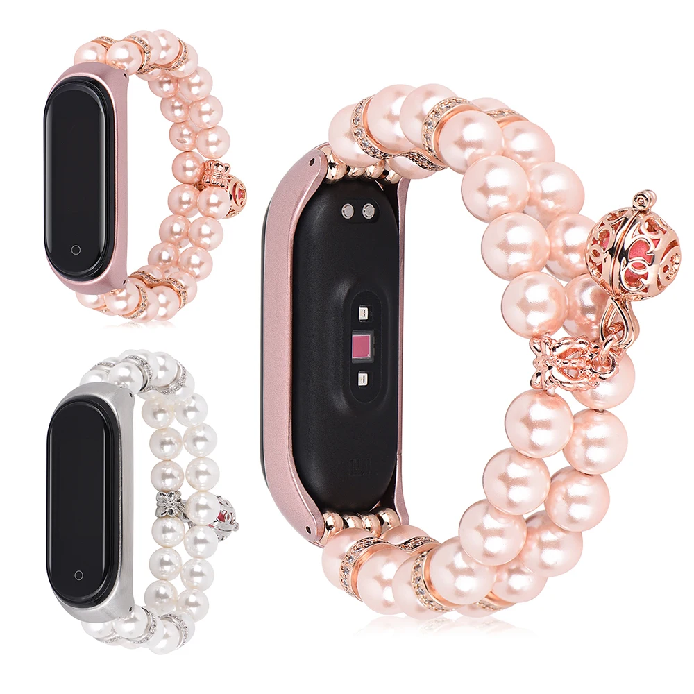 Ремешок для наручных часов Xiaomi Mi Band 3 4 сменный Браслет с жемчужинами и бусинами