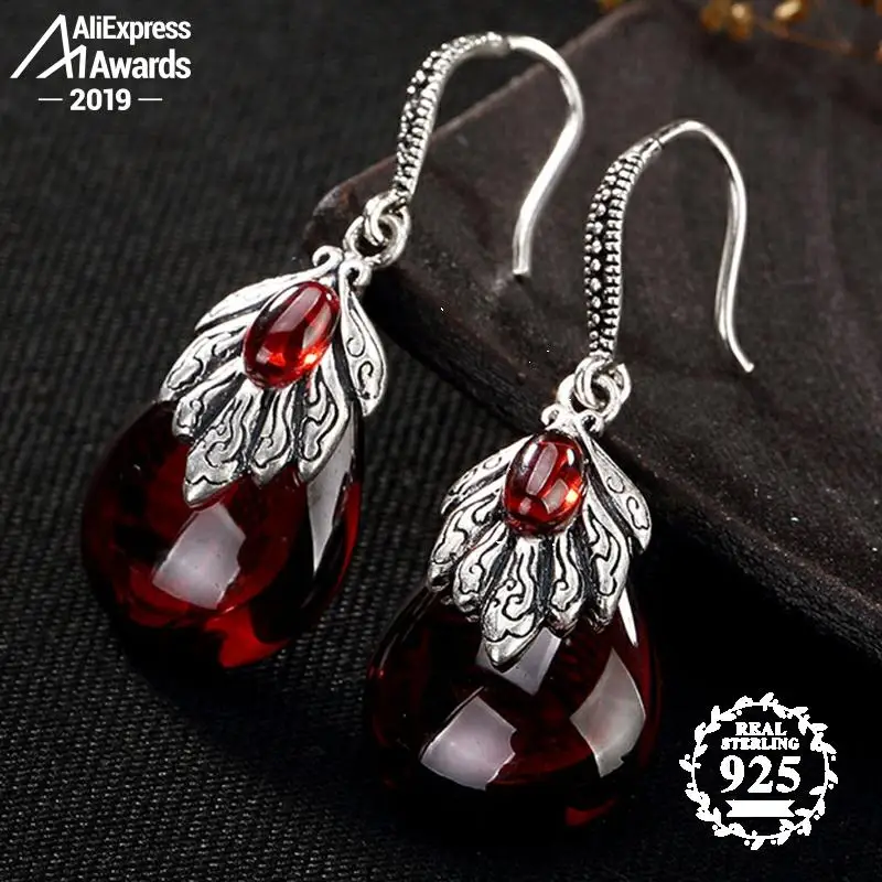 6 18 распродажа S925 Изящные ювелирные украшения рубиновые висячие серьги женские