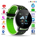 Женские умные часы 119S, мужские умные часы, спортивный фитнес-трекер с пульсометром и тонометром, женские часы 1,44 дюйма для Android и IOS
