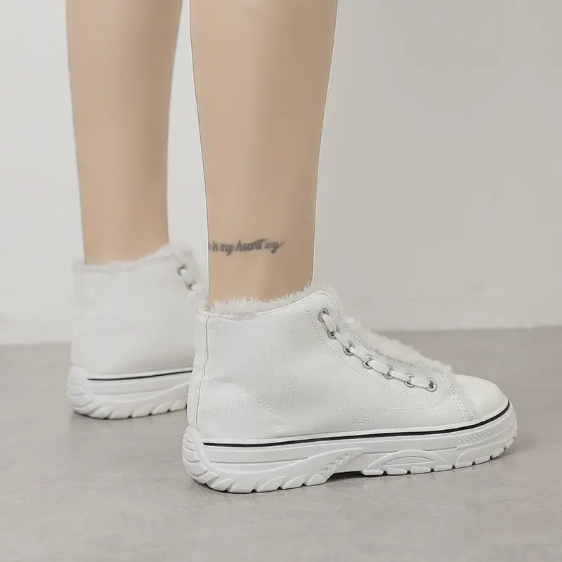 Кеды женские с высоким верхом замшевые ботильоны из хлопка сохраняют тепло