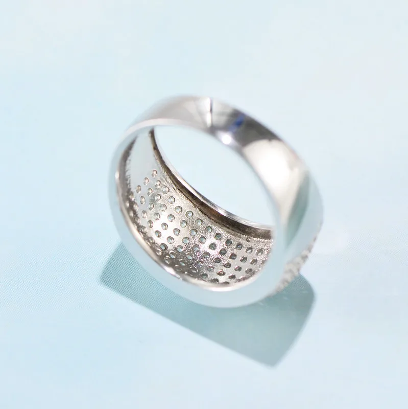 

s925 sterling silver Japanese and Korean simple temperament silver jewelry wide face zircon ring wild woman's ring