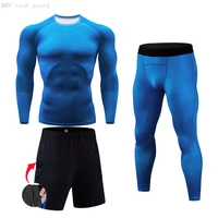 man sportswear tracksuit set sports compression underwear basketball leggings running shirt quick dry sweat gym fitness clothing