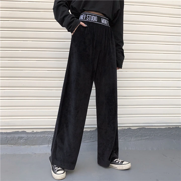 

XS-4XL зимнее бархатное утепленное Новые прямые брюки с широкими штанинами, женские штаны, на осень, одежда для прогулок, шикарные женские брюк...