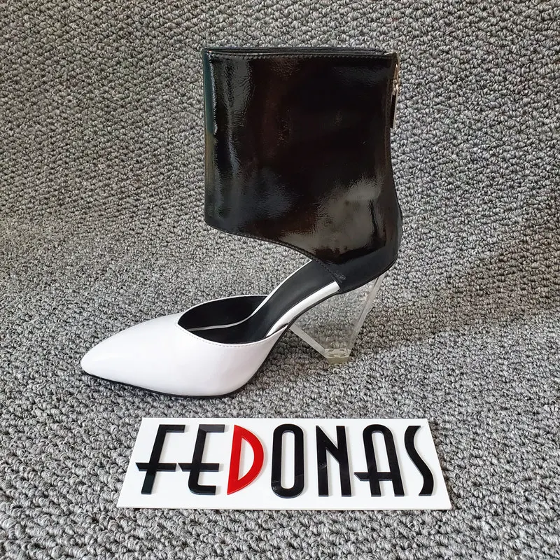 Женские ботильоны в стиле панк FEDONAS черные вечерние из натуральной кожи на