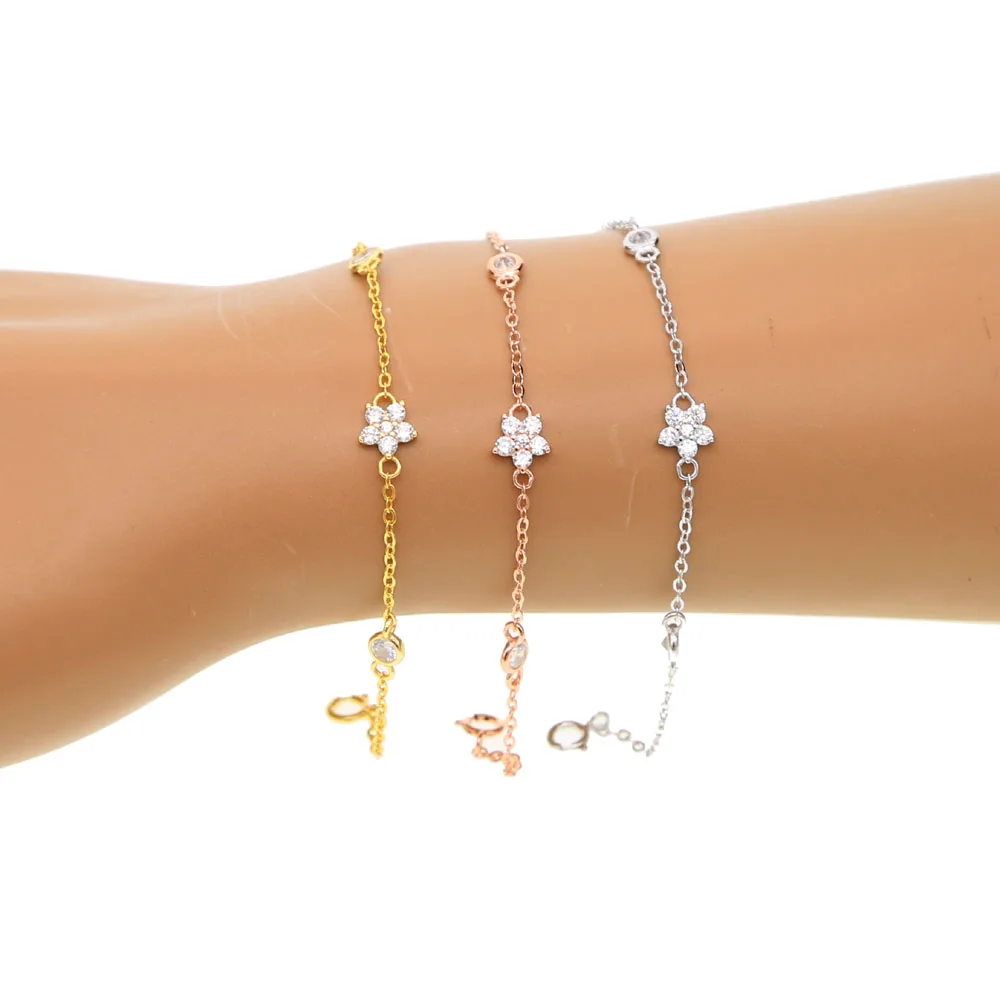 Горячая Распродажа ко Дню Святого Валентина 16 + 5 см Новые Нежные Cz браслет 100% 925