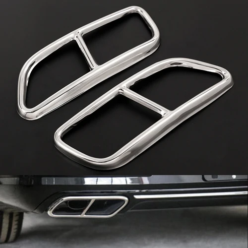 

beler Silver 2Pcs Stainless Steel Rear Exhaust Tail Pipe Frame Trim Car Styling Fit for Volvo S90 V90 2017 2018