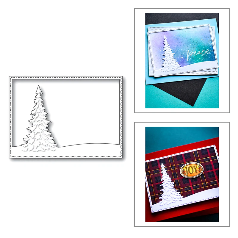 

Новинка 2020, металлические Вырубные штампы в виде рождественской елки для рукоделия, вырезание бумаги, изготовление открыток, прямоугольная рамка, фон, скрапбукинг, без штампов