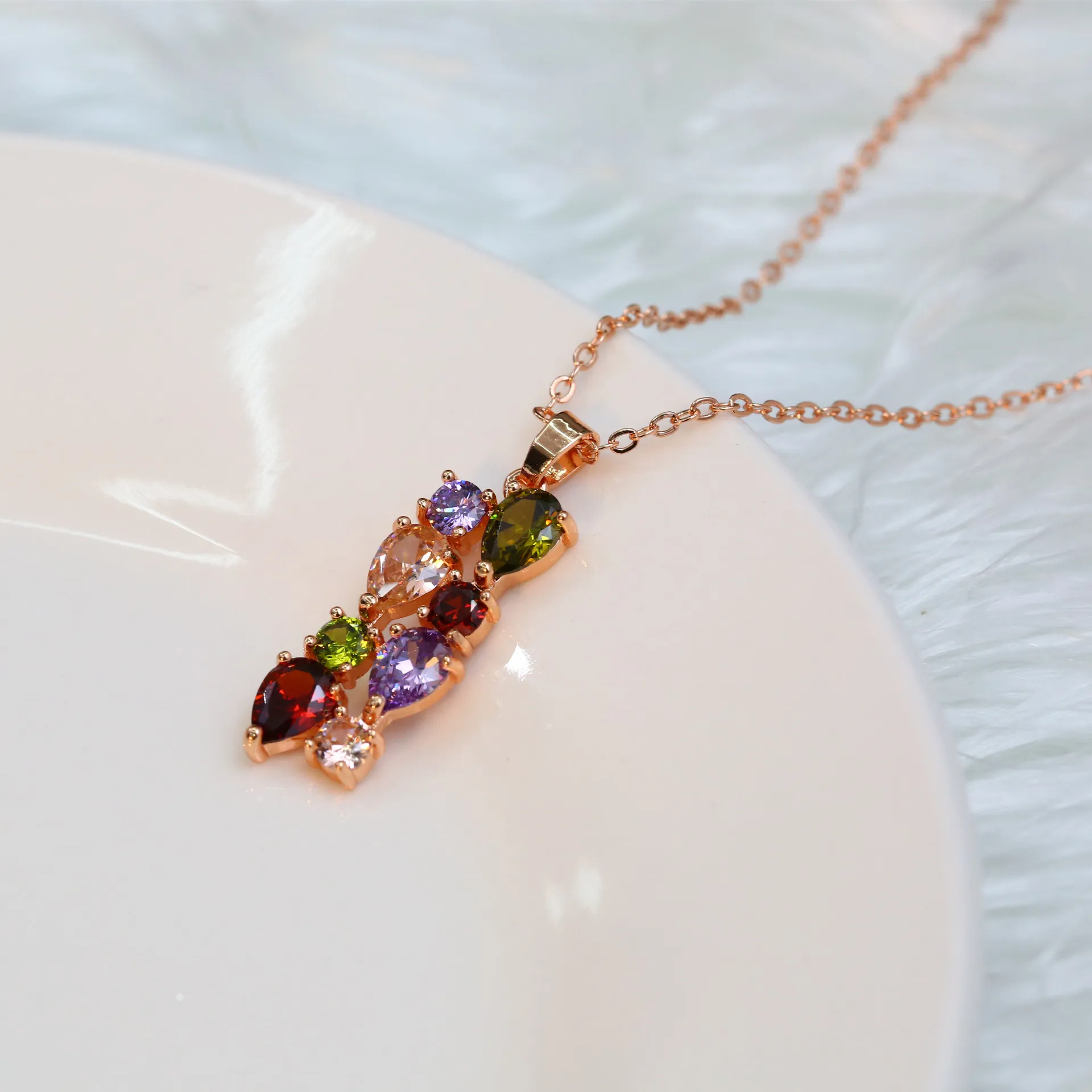 Ожерелье из серебра 925 пробы с натуральным кристаллом циркония очаровательные