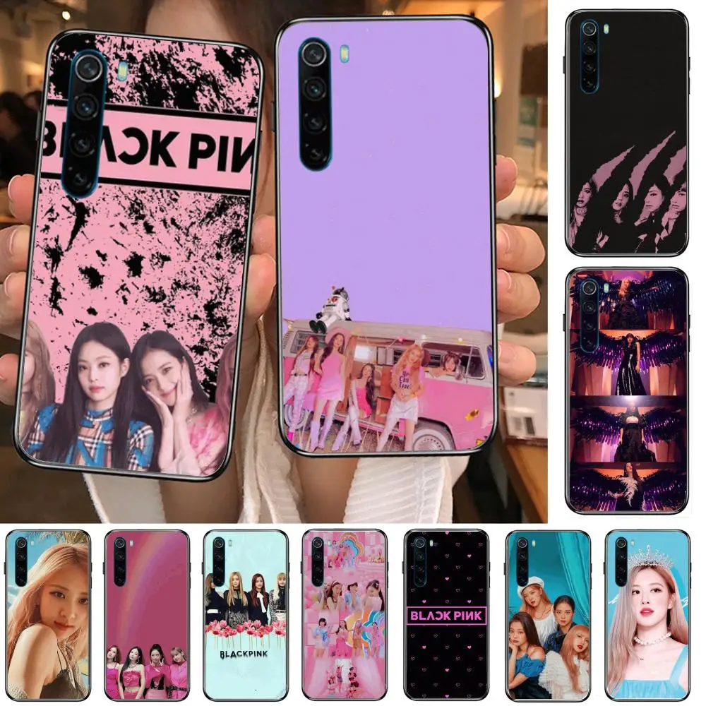 

Combine beautiful blackpinks cartoon Phone Case For XiaoMi Redmi Note 9S 8 7 6 5 A Pro T Y1 Anime Black Cover Silicone Back Pr