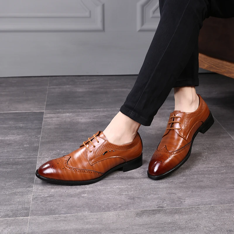 Туфли мужские классические в британском стиле кожаные свадебные туфли-оксфорды
