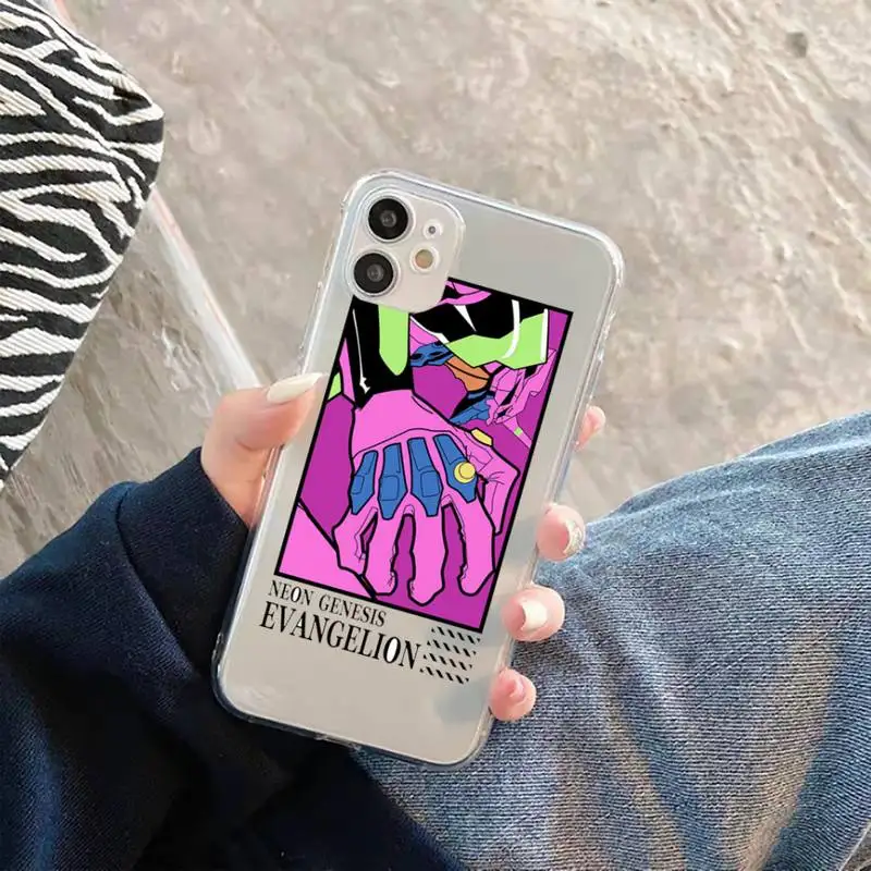 

Cute Genesis Evangelion Japan Anime Clear Phone Case Transparent for iPhone 11 12 mini pro XS MAX 8 7 6 6S Plus X 5S SE 2020 XR
