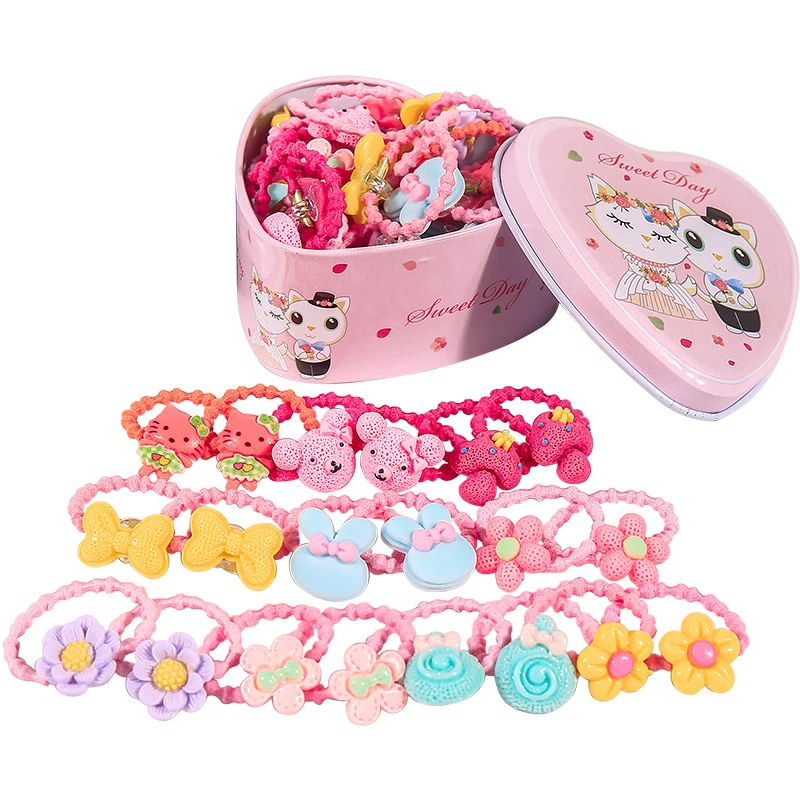 

Children Headwear Set Gift Box Cute Sweet Children's Candy Color Hair Clip Hair Accessories Girls' Hair Band Rubber Band