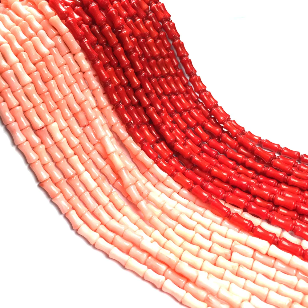 Модные бусины из натурального кораллового камня в форме кости разделители