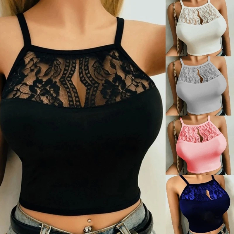 

Women Lace Sexy Vest Strap Fashion Camisole Sleeveless T-Shirt Underwear Tank Tops Lady Korean Casual Women Summer Tank Croptop