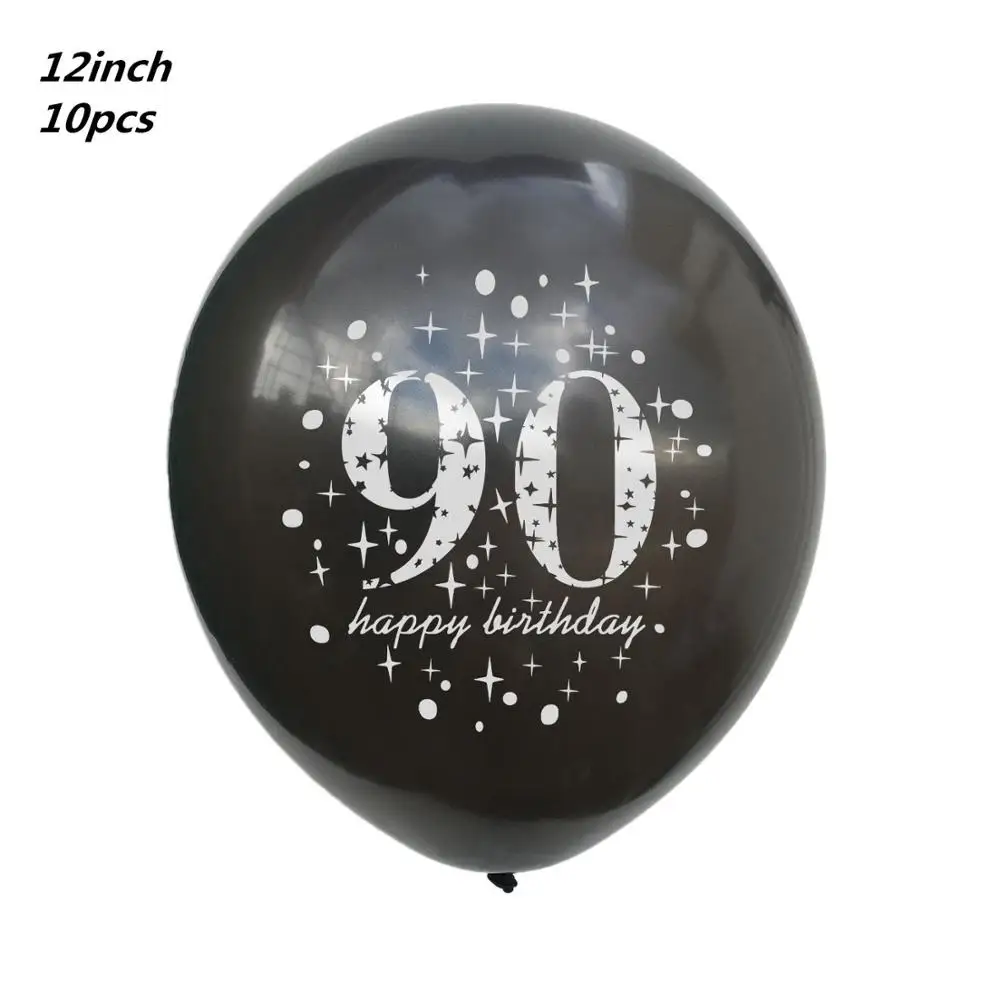 10pcs black 90 1" Золотые латексные воздушные шары черные 30 40 50 60 70 лет с днем рождения украшения для взрослых воздушные шары Cumpleanos Globos Balony - Цвет: 10pcs black 90