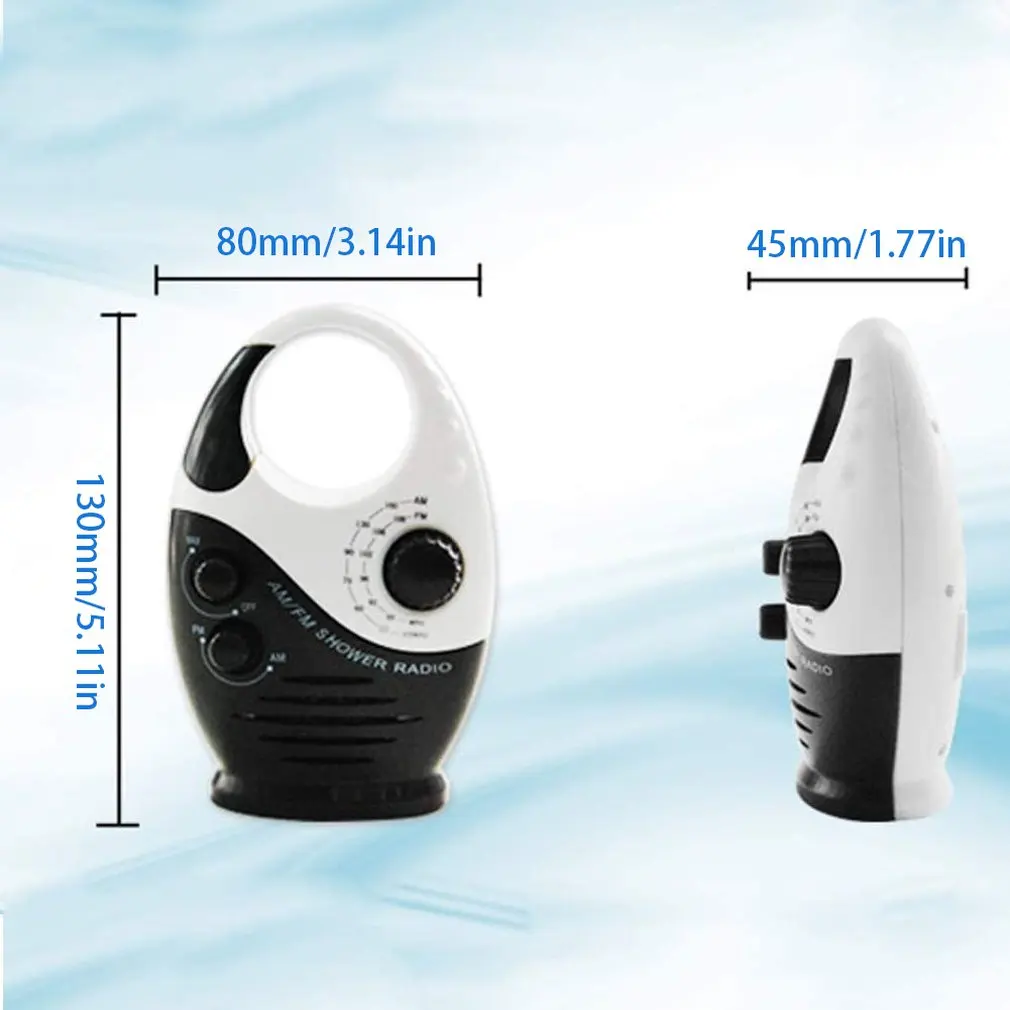 

Shower Radios Waterproof AM FM Bathroom Shower Radio Portable Speaker Battery Powered Adjustable Volume