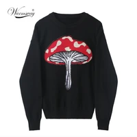 black sweater women fall winter warm thick mushroom beading o neck long sleeve loose harajuku knitted jumper c 152