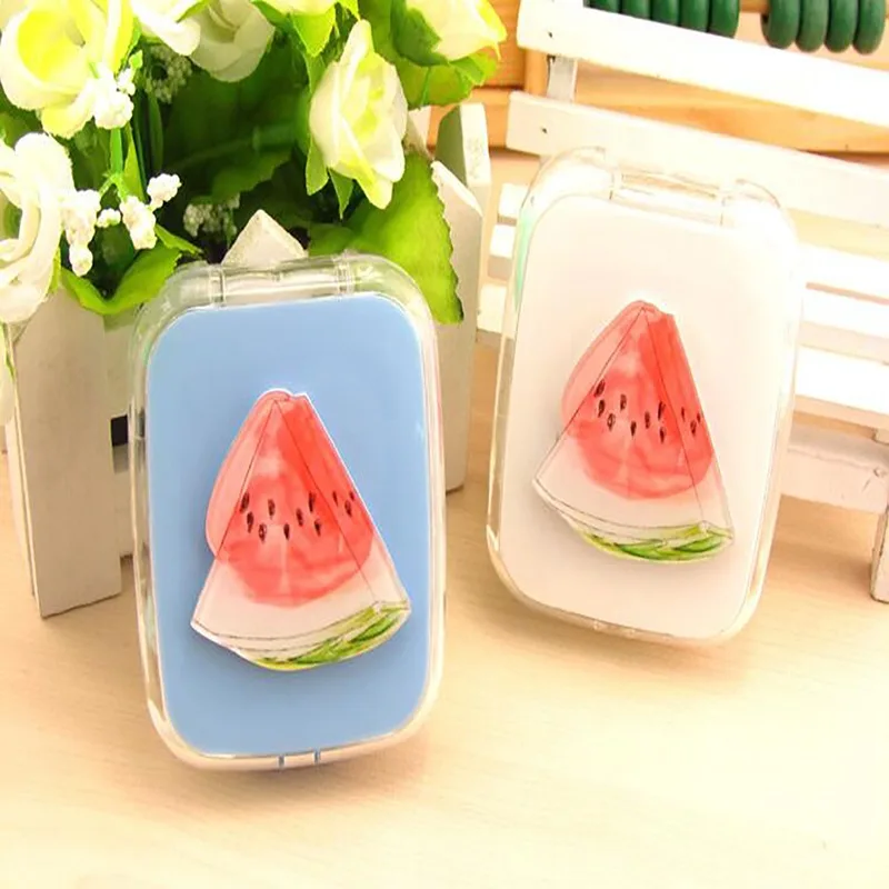 

Glasses Case Portable DIY Cute Snow Snowflake Watermelon Contact Glasses Case With Mirror Color Lenses Practical High Quality