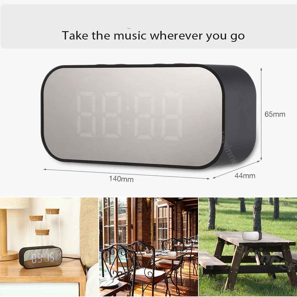 bluetooth 5 0 portable wireless bluetooth speaker column subwoofer music sound box led time snooze alarm clock for laptop phone free global shipping
