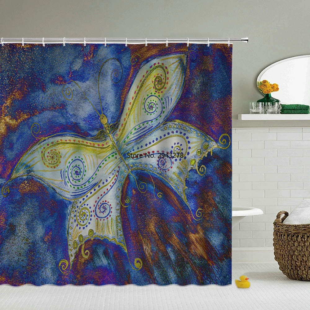

Водонепроницаемая занавеска для душа из полиэстера с красочными бабочками, занавеска для ванной комнаты, длинные шторы для душа 180*200 см, зан...