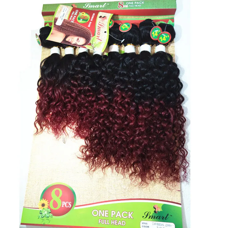 

New Style Ombre Burgundy #1B/27/30 Brazilian Curly Hairpiece jerry Curly Weave 8pcs/lot natural black kinky curly hair extension