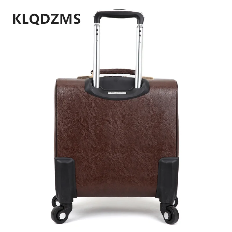 Модный чемодан на колесиках KLQDZMS 18 дюймов мужской из искусственной кожи для