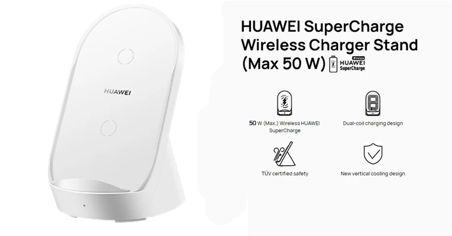 

Original Huawei SuperCharge Wireless Charger Stand 50W Max CP62R Desktop For Mate 40 40 Pro P40 P40 Pro For IPhone 12 12 Pro