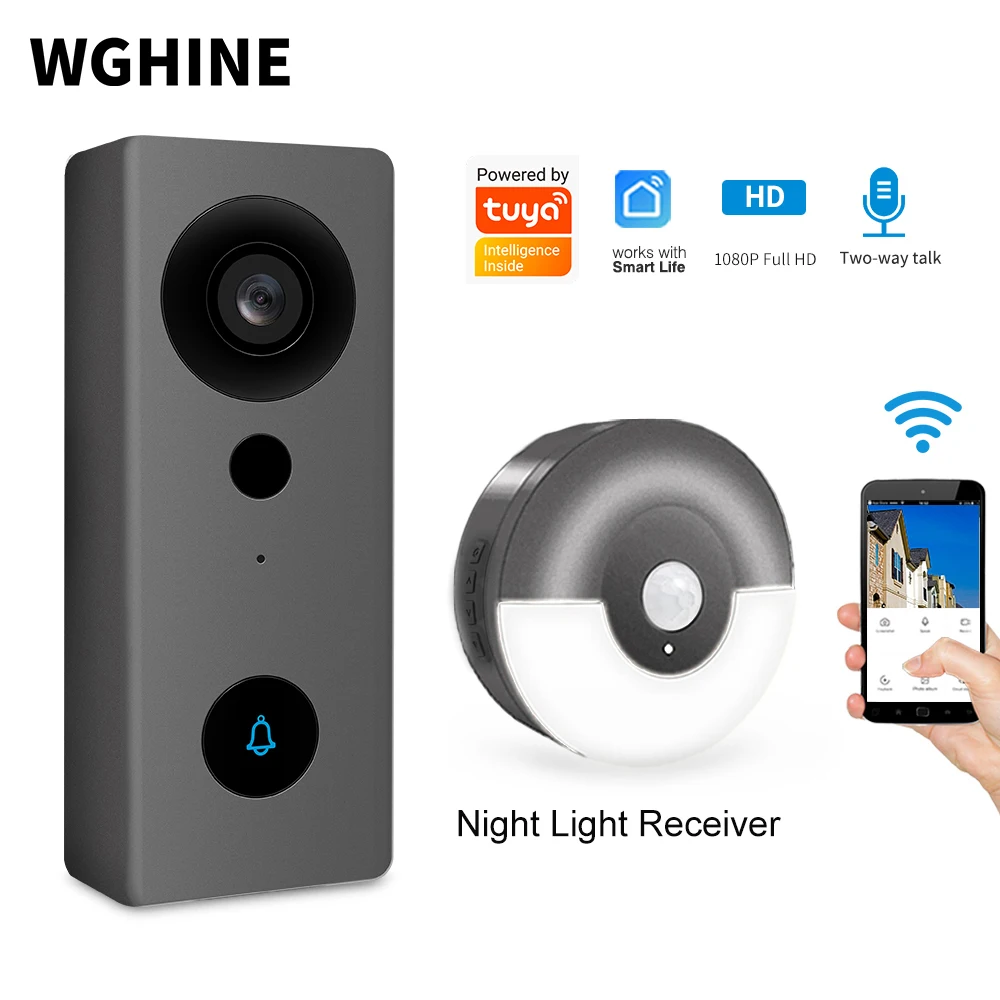 

Видеодомофон WGHINE, 1080P HD, Wi-Fi