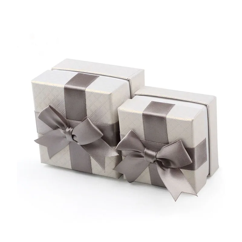 50pcs/Lot Exquisite Jewelry Gift Silk Bow Ribbon Paper Box Ring Square Necklace Wedding Boxes Modern Event Organizer | Украшения и