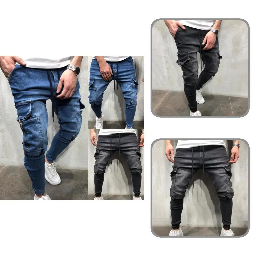 

Autumn Jeans Straight Men Trousers All Match Fit Terrific Cool Hip-hop Ankle-banded Pencil Pants
