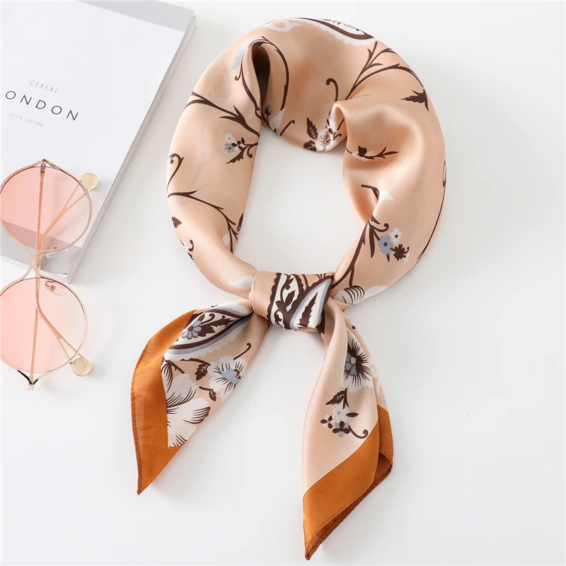

Шелковый квадратный шарф с принтом, модная бандана, повязка на голову, женский головной платок, шейный платок, шарфы, женский шейный платок