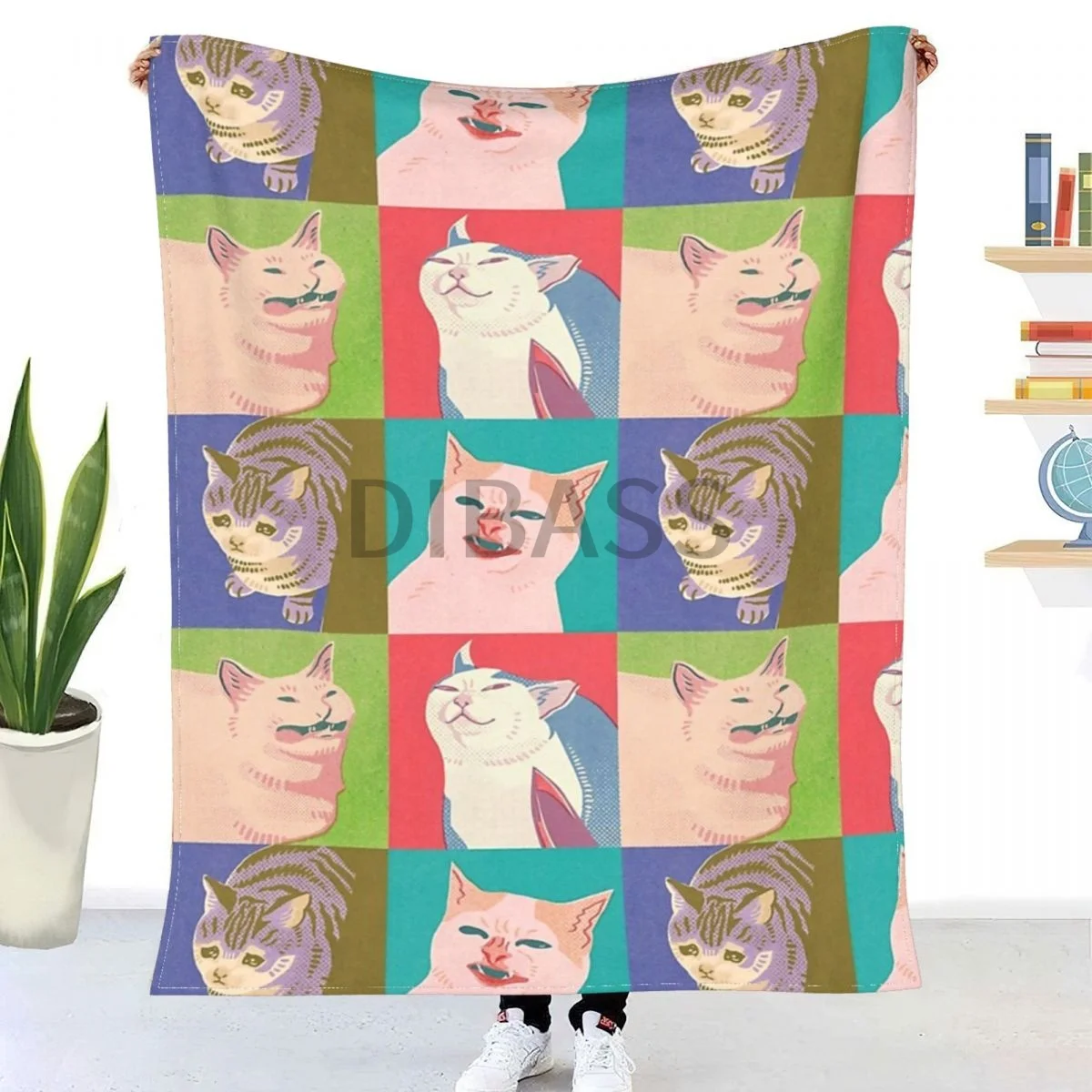 

Four Meme Cats Of The Apocalypse Comforter 3D Printed Flannel Throw Blanket