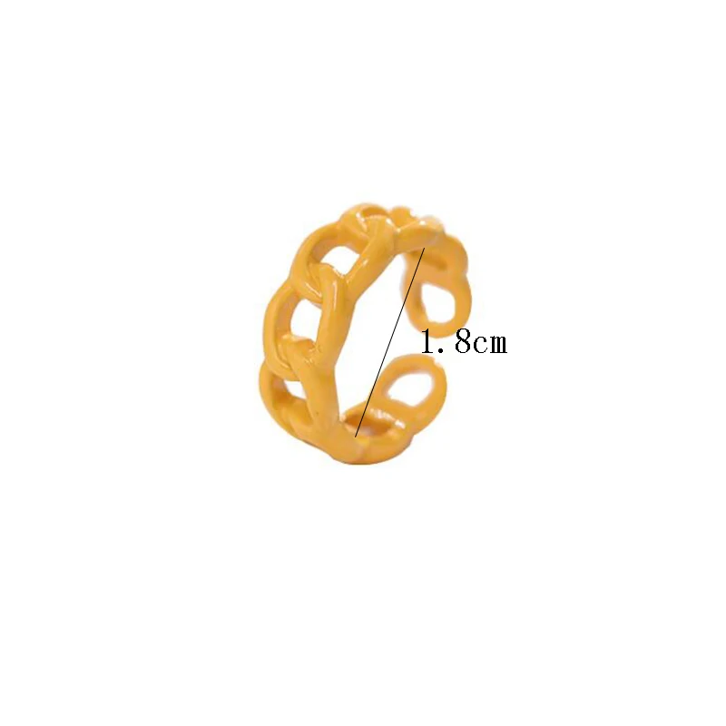 

1Pcs 2021 New Lovely Punk Hyperbole Rings Hand-painted Colorful Enamel Solid Color Geometric Chain Rings for Women Jewelry Gifts