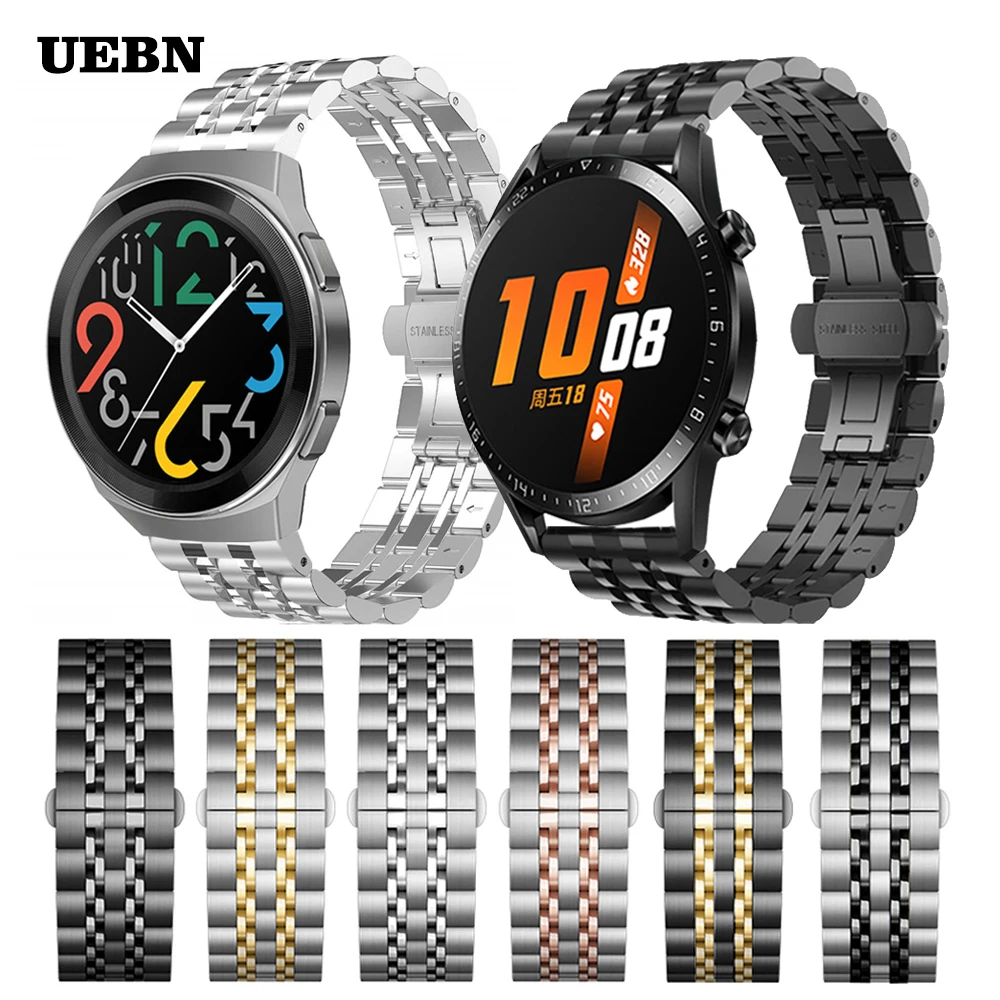 

Металлический ремешок UEBN из нержавеющей стали для HUAWEI WATCH GT 2 42 мм 46 мм, браслет для Honor Magic, 20 мм 22 мм
