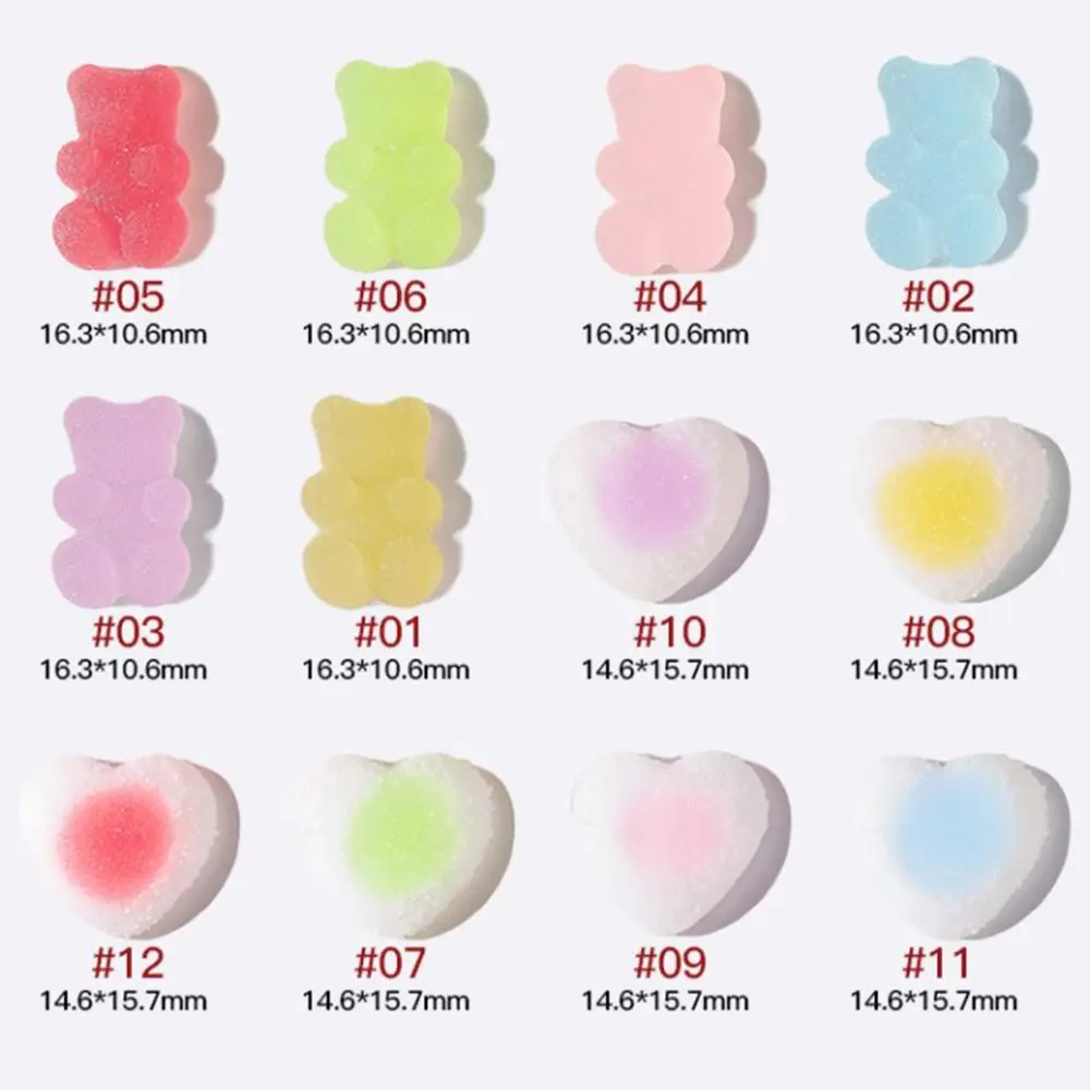 Украшения для ногтей в виде маникюрного медведя конфетных цветов милые