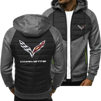 

2020 New Spring Autumn Men Hoodies for Corvette Car Logo Jacket Casual Sweatshirt Long Sleeve Zipper Hoody