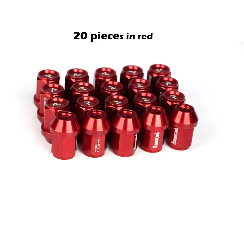 20 pieces 20 штук 7075 авиационная алюминиевая ковка легкая Модифицированная гайка колеса 12*1,5/12*1,25 35 мм конус для Honda Kia Ford - Название цвета: 20 pieces