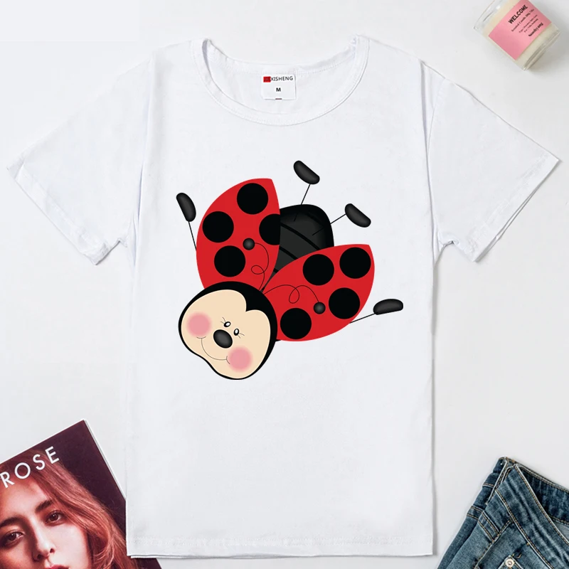 Летняя женская футболка милые топы с коротким рукавом и круглым вырезом