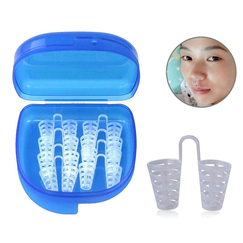 

8PCS/Set Anti Snoring Silicone Nose Clip Magnetic Stop Snoring Nose Clips Anti-Snoring Apnea Sleeping Aid Device with blue box